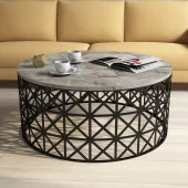 Variant Mobilya Selin Metal Ferforje Orta Sehpa - Beyaz/Mermer thumbnail 1