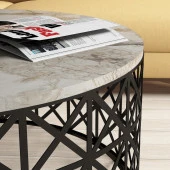 Variant Mobilya Selin Metal Ferforje Orta Sehpa - Beyaz/Mermer thumbnail 3