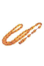 Lale Model İmameli Arpa Kesim Koyu Sarı Sıkma Kehribar Tesbih thumbnail 2