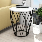 Variant Mobilya Sofya Metal Ayaklı Yan Sehpa - Beyaz - 1