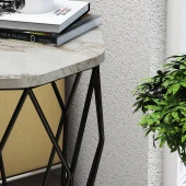 Variant Mobilya Sofya Metal Ayaklı Yan Sehpa - Beyaz/Mermer - 3