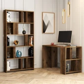 Variant Mobilya Lima Çalışma Masası Ve Kitaplık Takımı - Ceviz / Ceviz - 1