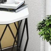 Variant Mobilya Sofya Metal Ayaklı Yan Sehpa - Beyaz - 3