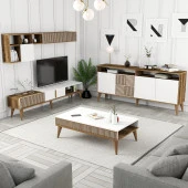 Variant Mobilya Milan 3 Lü Salon Takımı - Ceviz / Beyaz thumbnail 1