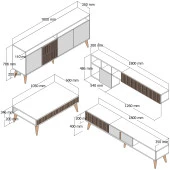 Variant Mobilya Milan 3 Lü Salon Takımı - Ceviz / Krem thumbnail 8
