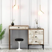 Variant Mobilya Lizbon Makyaj Masası - Ceviz / Beyaz Mermer - 1