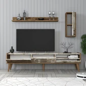 Variant Mobilya Valensiya Tv Ünitesi Ve Orta Sehpa Takımı - Ceviz / Beyaz Mermer - 3