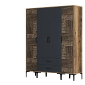 Variant Mobilya Kumsal 4 Kapılı (Ptp) Gardrop - Lidya / Antrasit thumbnail 4