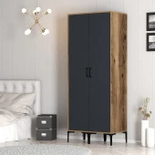 Variant Mobilya Kumsal 2 Kapılı (Ss) Gardrop - Lidya / Antrasit thumbnail 3