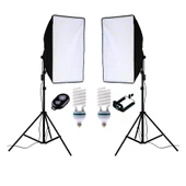 50x70 Softbox 2li Sürekli Işık Seti 2x85W Bluetooth Kumandalı - 1
