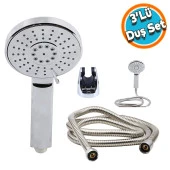 Duş Seti Spiral Fişkiye Banyo Duş Başlığı Set Fiskiyesi Telefonu Fonksiyonlu Klasik Başlık Metal Hortum - 1
