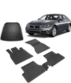 BMW 5 Seri  F10  2013-2016 4.5D Havuzlu Paspas ve Rizline 3D Bagaj Havuzu Siyah - 1