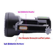 Şarjlı El Feneri Çok Fonksiyonlu Sarj Edilebilir Projektör Fener Led El Lambası Feneri 5W 4800 Mah Beyaz Işık - 2