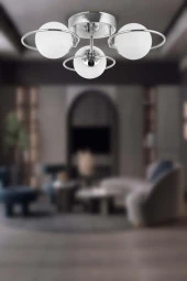 Eray Aydınlatma 3 lü Opal Camlı Krom Avize thumbnail 2