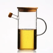 Rossel Premium Alisa 800 ml İkili Bambu Kapaklı Cam Yağlık P/CAM-401276 - 2