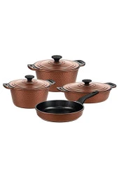 Oms Triana 7 Parça Granit Döküm Tencere Seti Bronz 3536 - 1