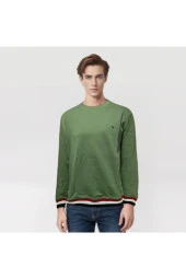 Erkek Sweatshirt Pique Kumaş\\Regular Fit////Haki - 1