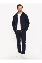 Erkek Fermuarlı Kapüşonlu Sweatshirt Regular Fit///SİYAH - 2