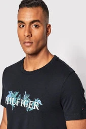 DARK BLUE Regular Fit Palmiye Çiçekli T-Shirt - 4