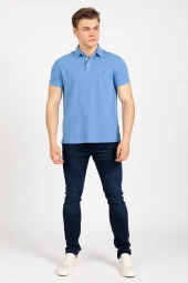 //Gök Mavi Slim Fit Pike Polo T-shirt - 2