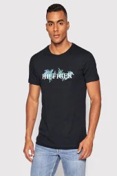 DARK BLUE Regular Fit Palmiye Çiçekli T-Shirt - 1