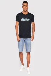 DARK BLUE Regular Fit Palmiye Çiçekli T-Shirt - 2