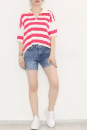 Çizgili Triko Kemikfuşya thumbnail 5