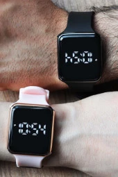 Siyah Pembe Unisex Sevgili Saati Anne Oğul Saati Dokunmatik Led Saat Su-563-001 - 1