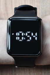 Led Dokunmatik Siyah Silikon Kordonlu Unisex Kol Saati Su-561-001 - 2