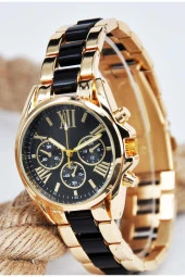 Roma Rakamlı Altın & Siyah Kordon Şık Analog Unisex Kol Saati SU-930 - 1