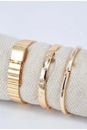 Ayarlanır Kordon Altın Renk Roma Rakam Taşlı ve Çivili Model Bileklikli Kadın Kol Saati SU-895 - 3