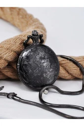 Siyah Renk Türk Bayraklı Erkek Köstekli Cep Saati SU-920 - 3