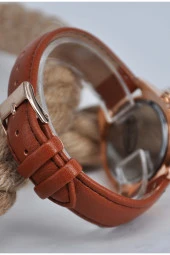 Cappuccino Deri Kordonlu Bakır Renk Kasa Roma Rakamlı Genç Kız Kadın Kol Saati SU-907 - 3