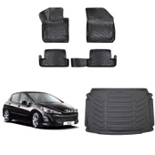 Peugeot 308  2008-2013 3D Havuzlu Paspas Siyah ve Bagaj Havuzu Siyah thumbnail 1