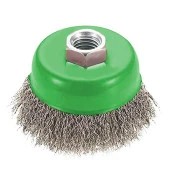 Saçaklı Çanak Fırça Paslanmaz 65 mm M14 Pas Kir Boya Kazıma Temizleme Taşlama Zımparalama Parlatma thumbnail 7