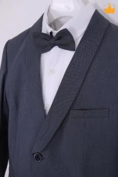 Babyhola 9-10 Yaş Ceket Gömlek Pantolon Papyonlu 4'lü Erkek Çocuk Genç Takım Elbise Mezuniyet Bayramlık Düğün Damatlık Seti 5034 - 2