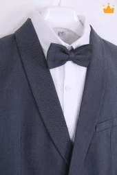 Babyhola 9-10 Yaş Ceket Gömlek Pantolon Papyonlu 4'lü Erkek Çocuk Genç Takım Elbise Mezuniyet Bayramlık Düğün Damatlık Seti 5034 - 5