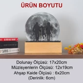 Veraart Işıklı Pleksi Dolunay Kişiselleştirilebilir Biblo Valeri Çocuklu Çift Anahtar Askılığı - 8
