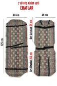 Oto Koltuk Kılıf Kilim 3 Parça Set Terletmez Jüt İplik Dokuma Universal - 5