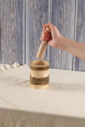 Ahşap Havan | Sarımsak Baharat Döveceği Seti thumbnail 3