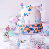 Dekoratif Kağıt Kelebek Balon Süsü Hologramlı Lacivert 3D 12 Adet - 3