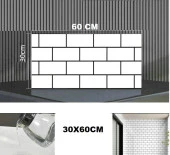Renkli Duvarlar 60x30cm Shiny Beyaz Tuğla Desen Kendinden Yapışkanlı Karavan Prefabrik Banyo Wc Duvar Kaplama Paneli thumbnail 6