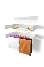Kurutmalık Çamaşır Askısı - Duvara Monte Çamaşırlık - Patentli Tasarım (BEYAZ-70CM) - 1