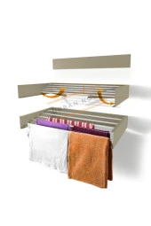 Kurutmalık Çamaşır Askısı - Duvara Monte Çamaşırlık - Patentli Tasarım (CAPPUCCİNO-70CM) - 1