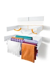Kurutmalık Çamaşır Askısı - Duvara Monte Çamaşırlık - Patentli Tasarım (BEYAZ-120CM) - 1