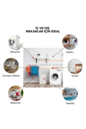 Kurutmalık Çamaşır Askısı - Duvara Monte Çamaşırlık - Patentli Tasarım (BEYAZ-70CM) - 6