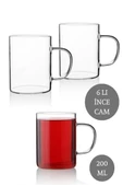 Mithra Life 6 lı Ateşe Dayanıklı Cam 200 ml Kupa Bardak MIT1015 - 1