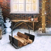 Dekoratif Odun Kovası Metal Tasarım Odun Sepeti - 6