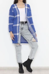 Desenli Triko Hırka Saks - 7652.1319. - 3