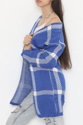 Desenli Triko Hırka Saks - 7652.1319. - 5